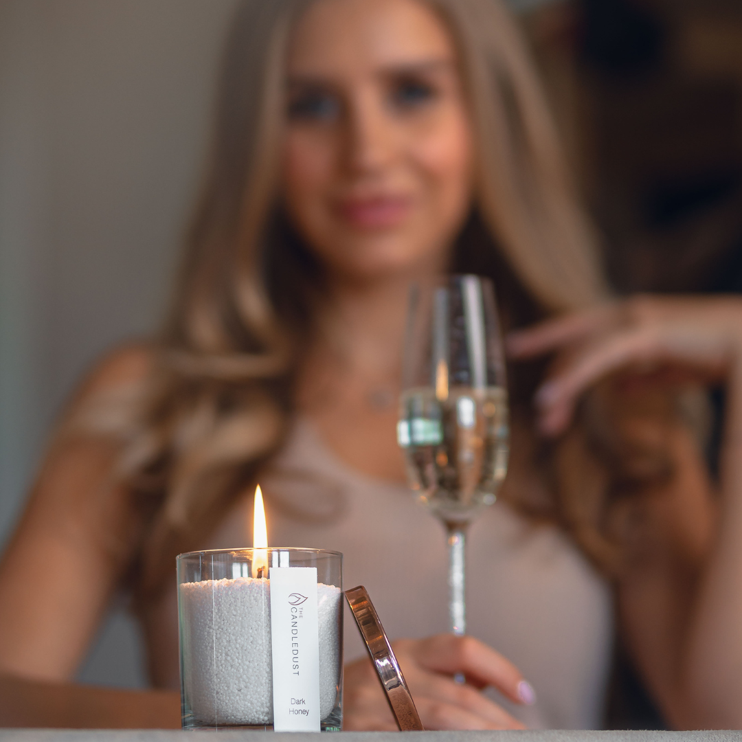 Pulverkerze im Glas – Dark Honey, 160 g