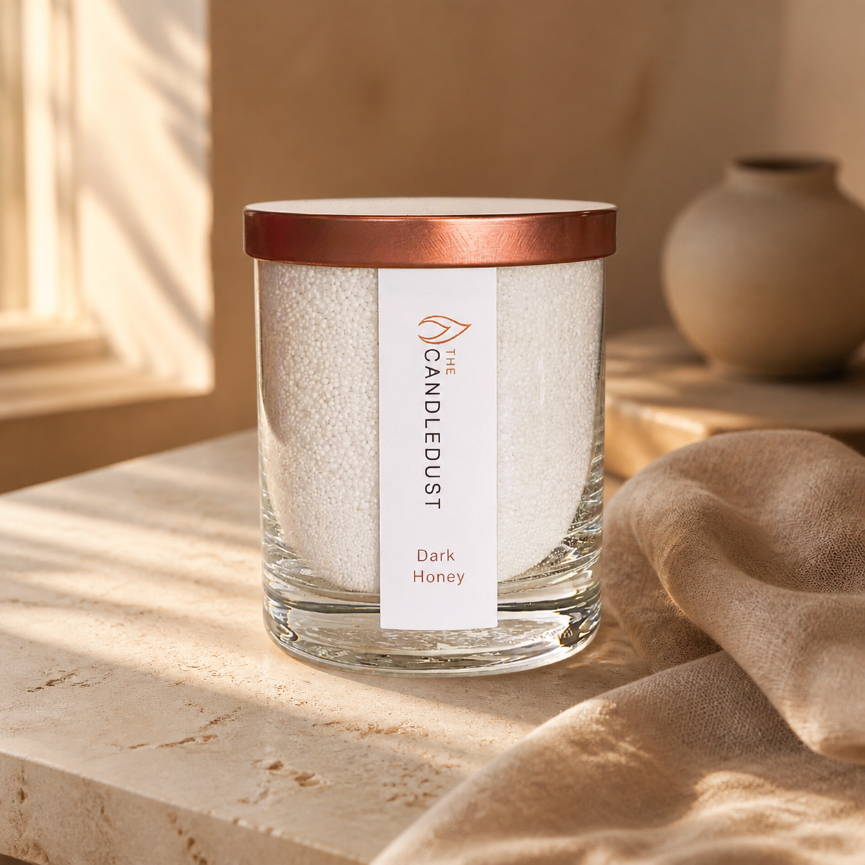 Pulverkerze im Glas – Dark Honey, 160 g